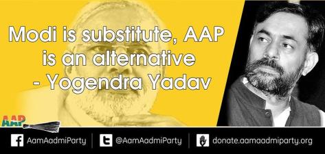 Yogendra Yadav - Modi is Substitute, AAP is an Alternative - AAP Campaign Sticker
